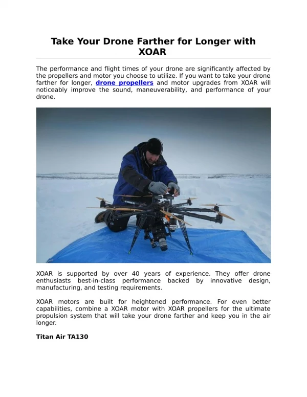 Take Your Drone Farther for Longer with XOAR