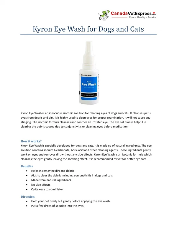 Kyron eye wash for dogs and cats