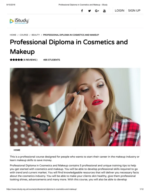 Professional Diploma in Cosmetics and Makeup - istudy