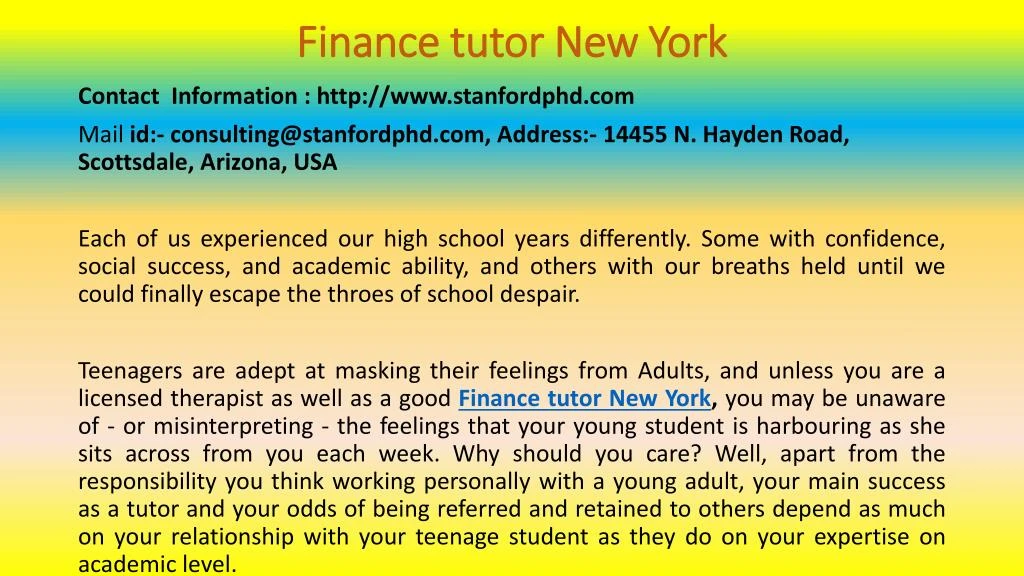 finance tutor new york