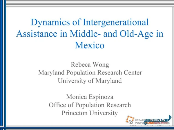 Dynamics of Intergenerational Assistance in Middle- and Old-Age in Mexico