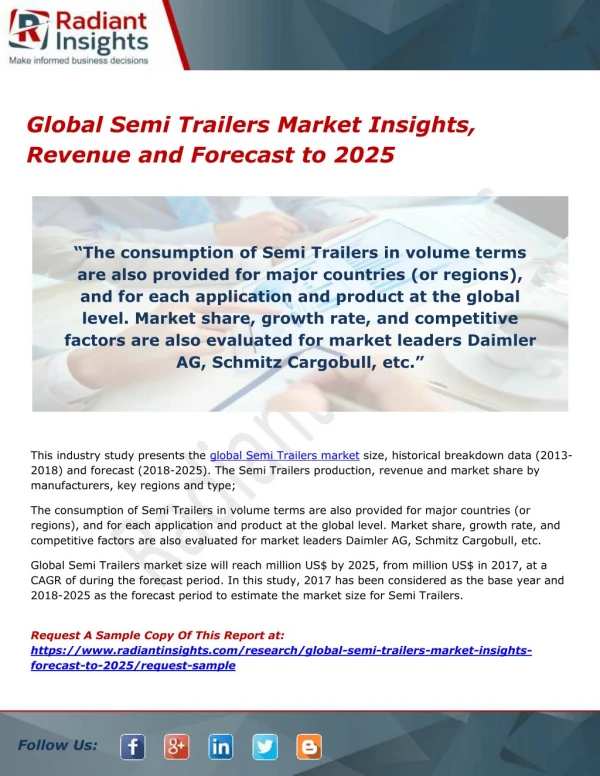 Global Semi Trailers Market Insights, Revenue and Forecast to 2025