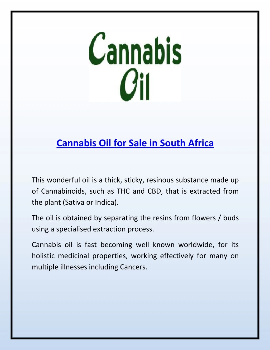 cannabis oil for sale in south africa