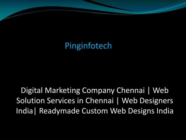 Web Solution Services in Chennai – Pinginfotech