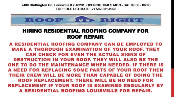 Hiring Residential Roofing Company For Roof Repair