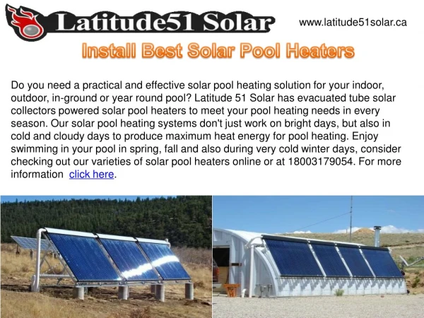 Install Best Solar Pool Heaters