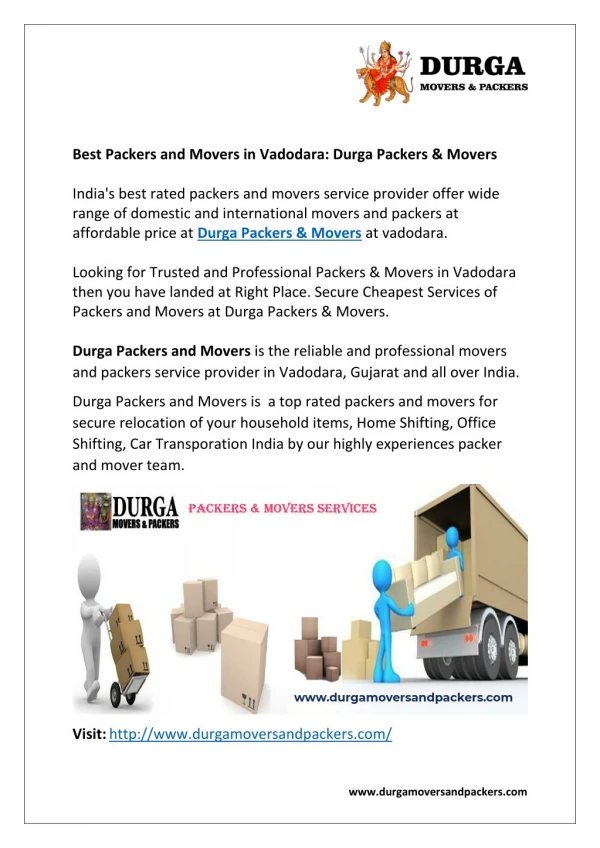 Best Packers and Movers in Vadodara: Durga Packers & Movers