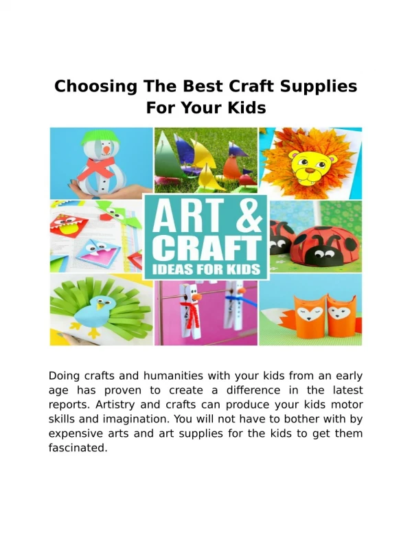 Choosing The Best Craft Supplies For Your Kids