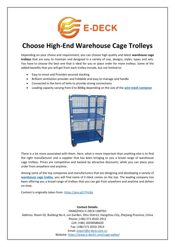 Choose High-End Warehouse Cage Trolleys