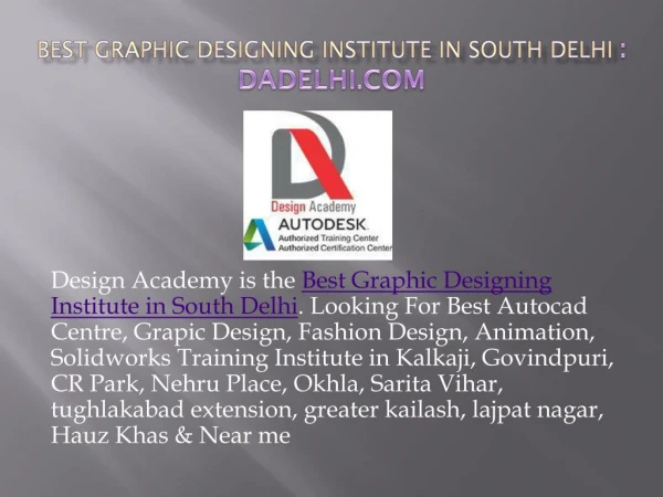 Best Graphic Designing Institute in South Delhi