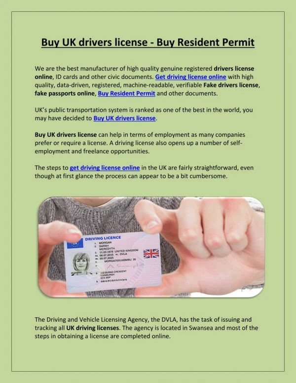 Buy UK drivers license - Buy Resident Permit