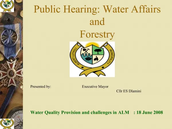 Public Hearing: Water Affairs and Forestry