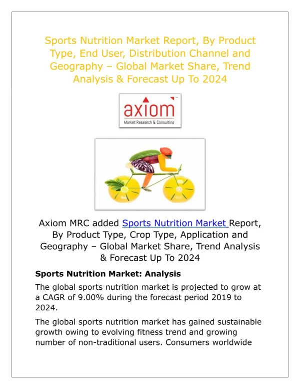 Sports Nutrition Market Growth, Trends and industry Analysis 2024