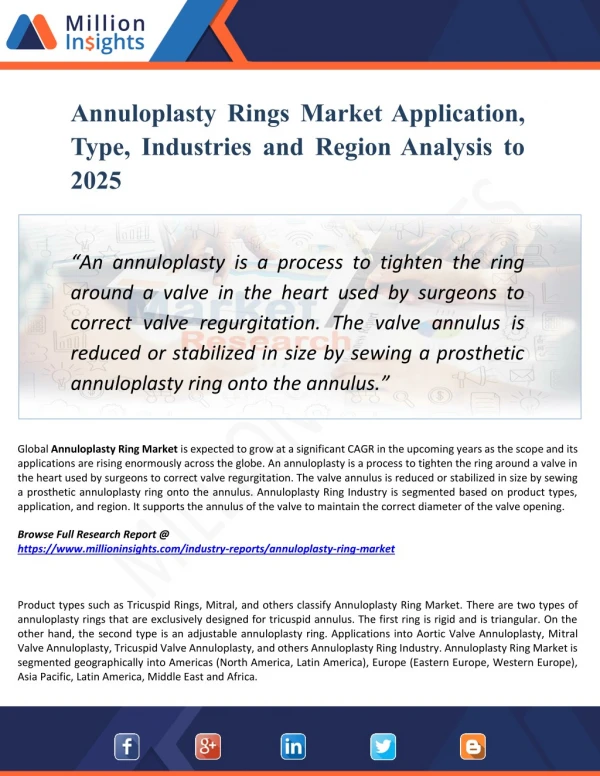 Annuloplasty Rings Market Segmented by Material, Type, Application, and Geography - Growth, Trends and Forecast 2025