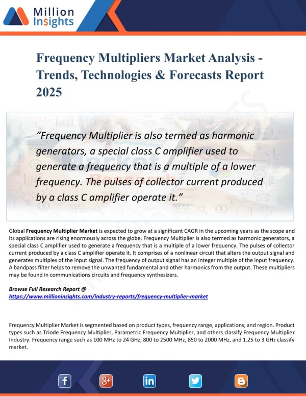 Frequency Multipliers Market - Industry Analysis, Size, Share, Growth, Trends and Forecast 2025