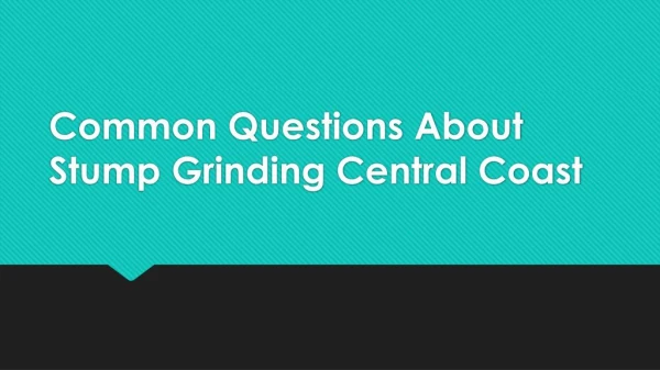 Common Questions About Stump Grinding Central Coast