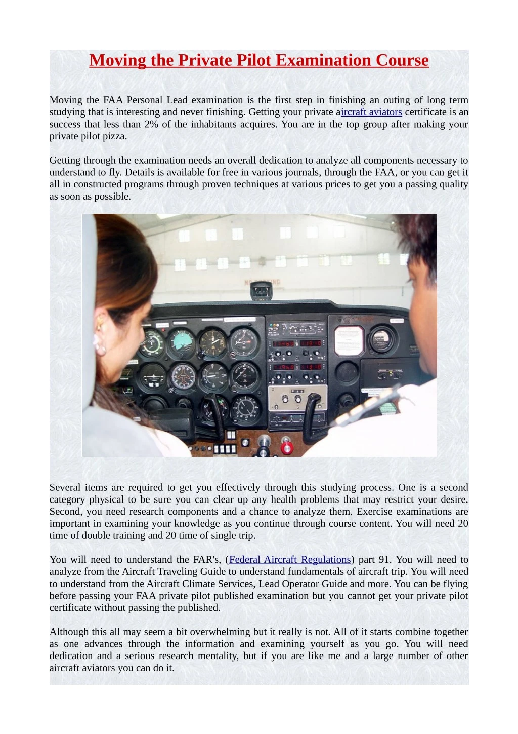 moving the private pilot examination course