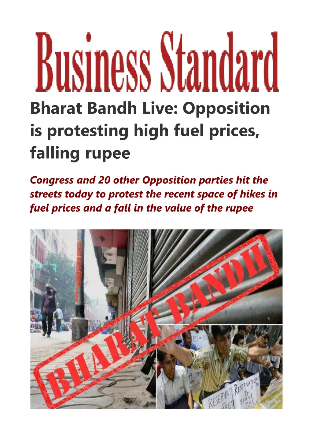 bharat bandh live opposition is protesting high