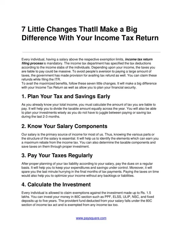 7 Little Changes Thatll Make a Big Difference With Your Income Tax Return