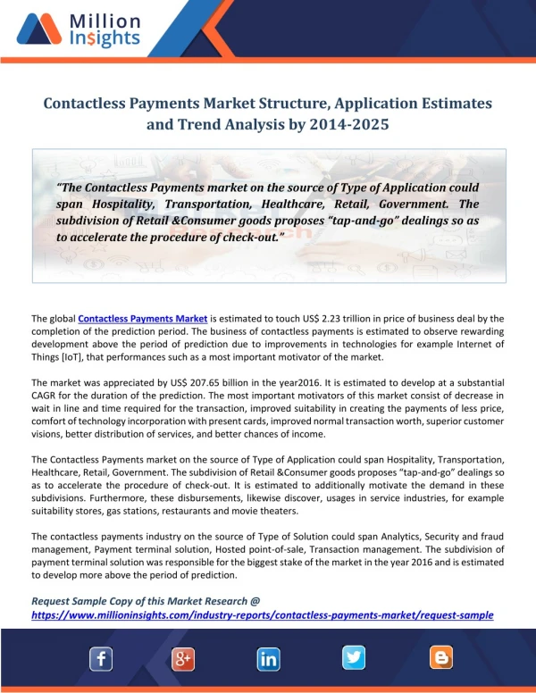 Contactless Payments Market Structure, Application Estimates and Trend Analysis by 2014-2025