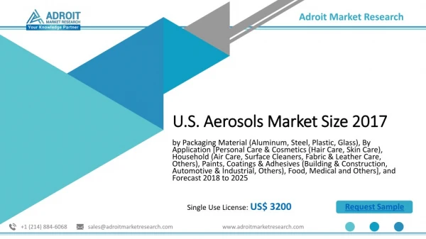 U.S. Aerosols Market : 2018 Size by Packaging Material (Aluminum, Steel, Plastic, Glass) 2025