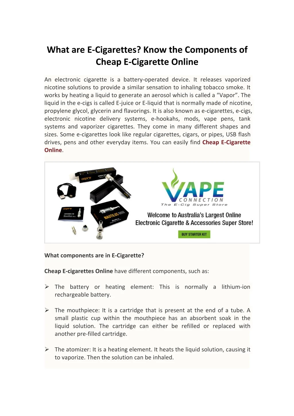 what are e cigarettes know the components