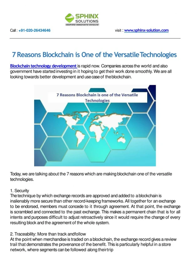 7 Reasons Blockchain is One of the Versatile Technologies
