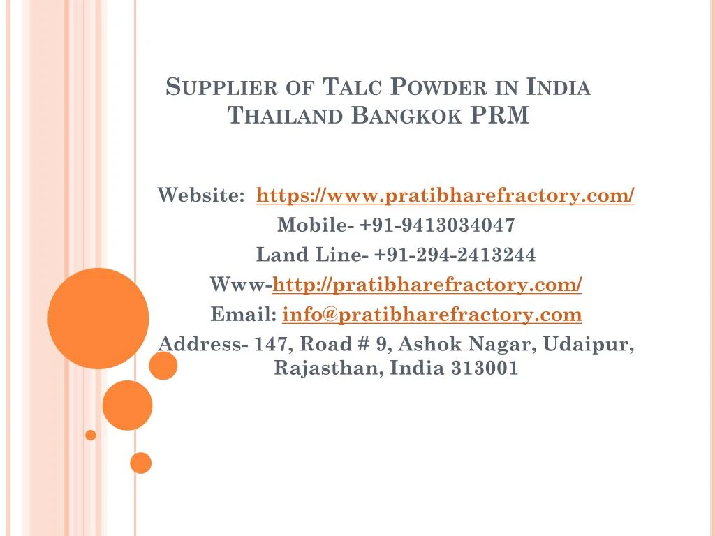 supplier of talc powder in india thailand bangkok prm