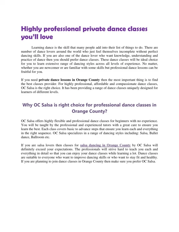 Highly professional private dance classes you’ll love