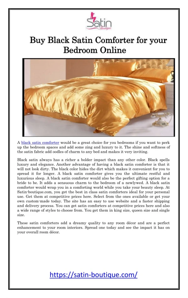 Buy Black Satin Comforter for your Bedroom Online