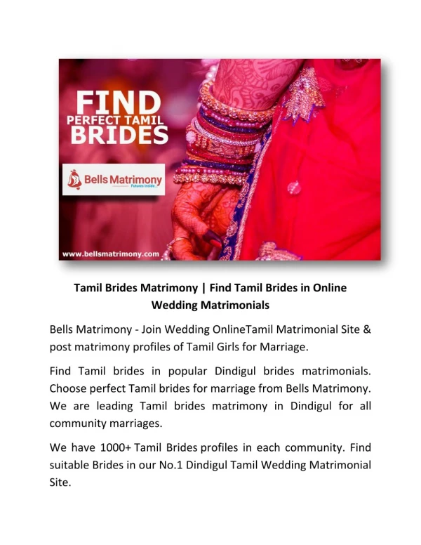 Tamil Brides Matrimony | Find Tamil Brides in Online Wedding Matrimonials