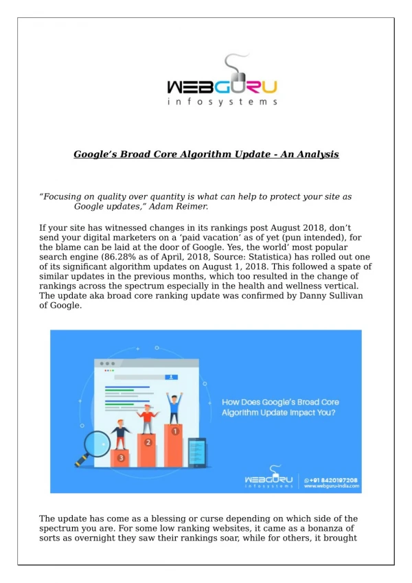 Google’s Broad Core Algorithm Update - An Analysis