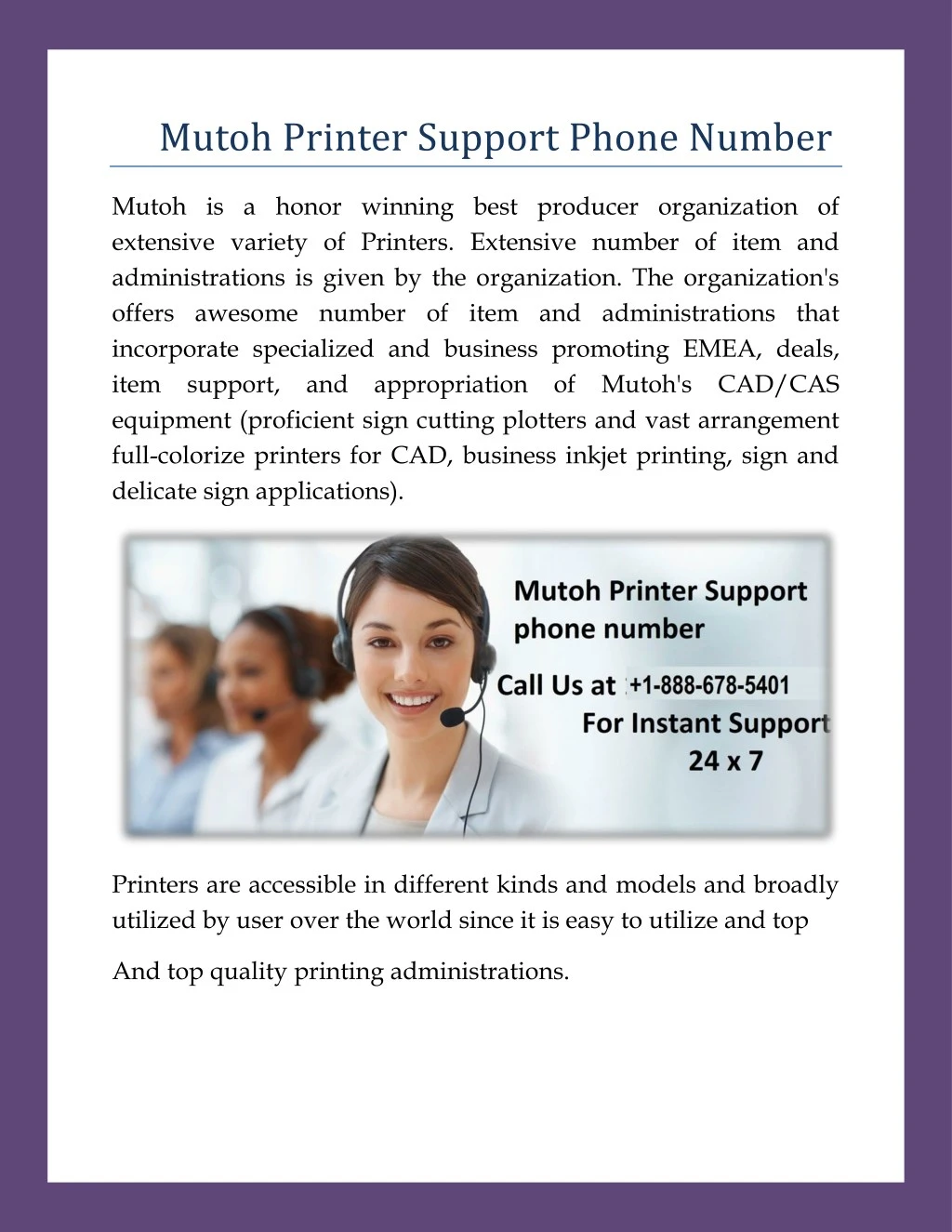 mutoh printer support phone number