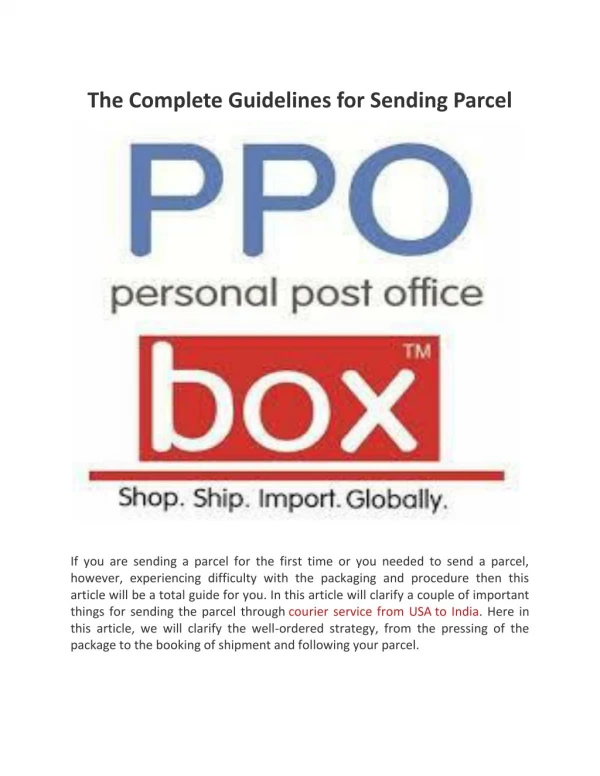 The Complete Guidelines for Sending Parcel