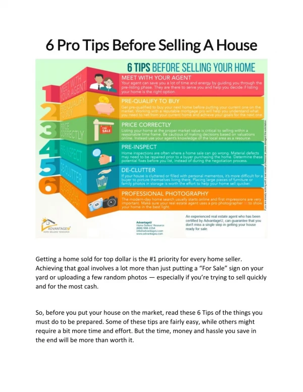 AdvantageU - 6 Pro Tips Before Selling A House
