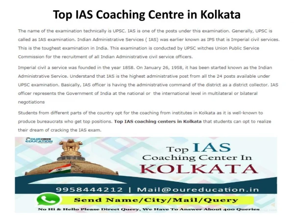 Top IAS coaching centre in Kolkata