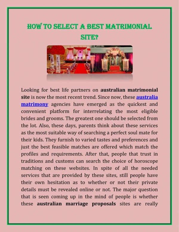 How To Select A Best Matrimonial Site
