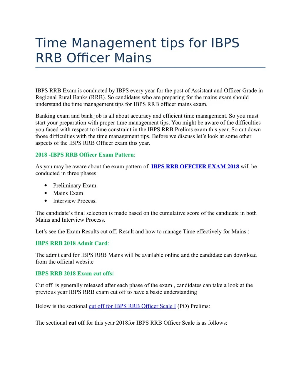 time management tips for ibps rrb officer mains
