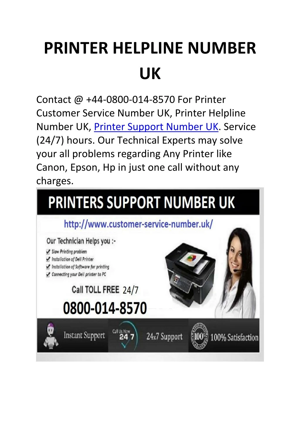 printer helpline number uk