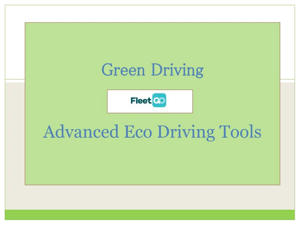 green driving advanced eco driving tools