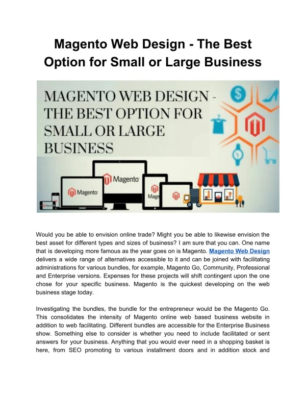 Magento Web Design - The Best Option for Small or Large Business