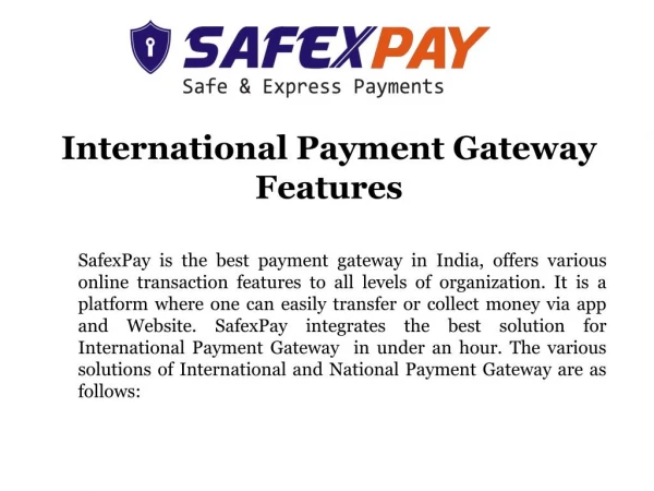 International Payment Gateway Features