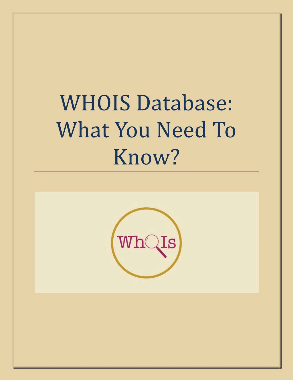 whois database what you need to know