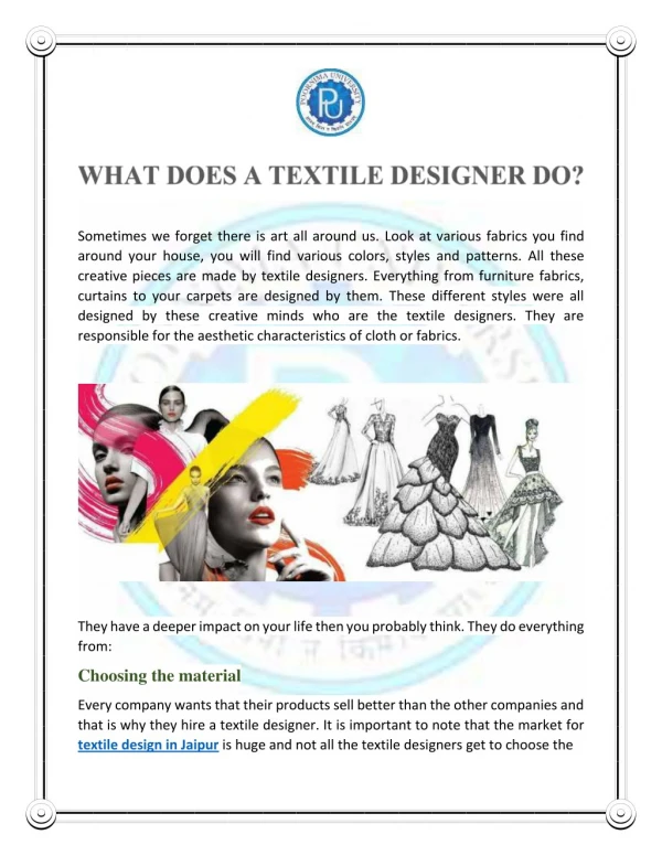 WHAT DOES A TEXTILE DESIGNER DO?