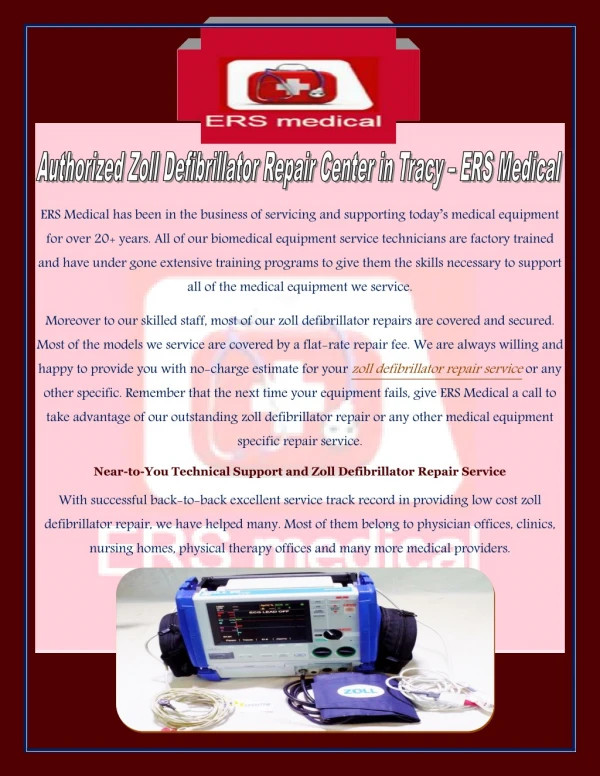 ERS Medical: Known forAffordable Defibrillators Repair & Maintenance&Zoll Defibrillator Repair