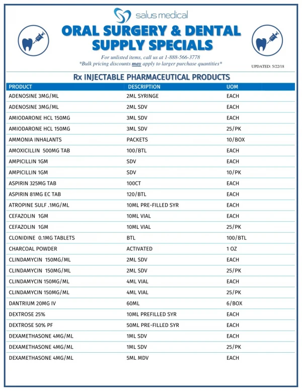 ORAL SURGERY & DENTAL SUPPLY SPECIALS - RX & OTC Products
