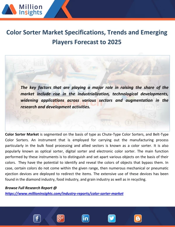 Color Sorter Market Specifications, Trends and Emerging Players Forecast to 2025