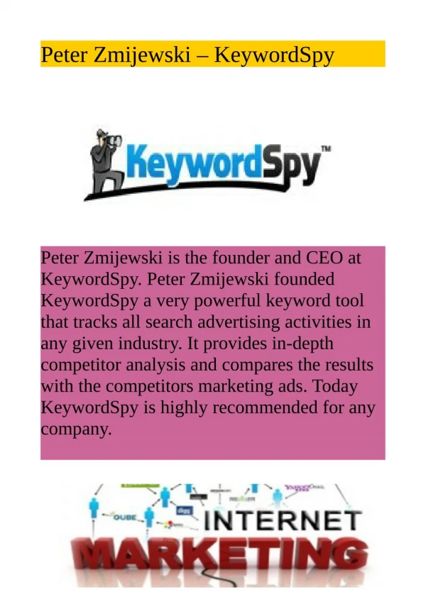 Peter Zmijewski - KeywordSpy