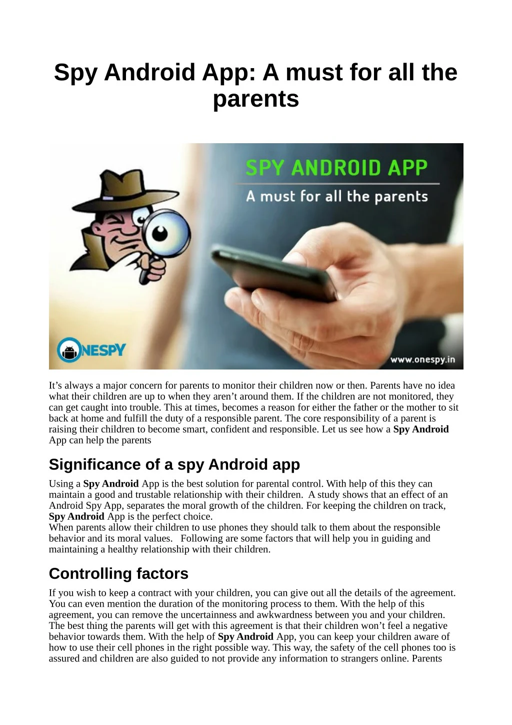 spy android app a must for all the parents