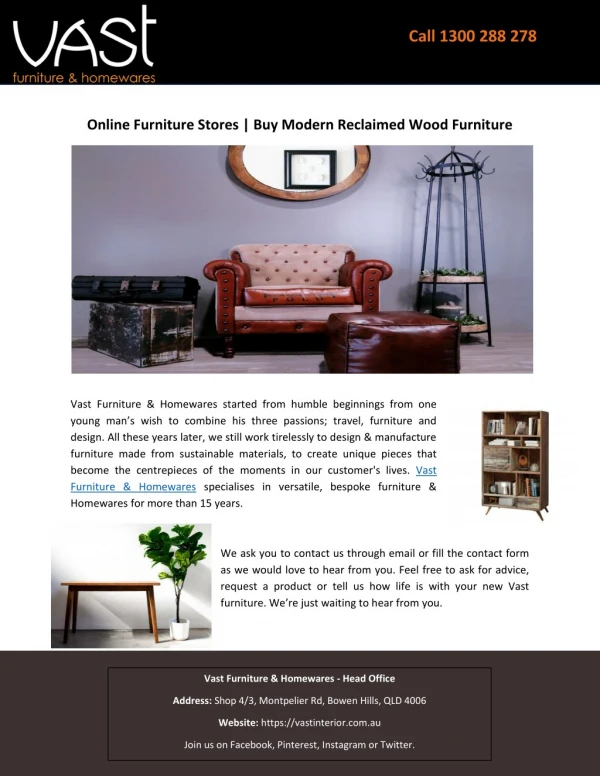 Online Furniture Stores | Buy Modern Reclaimed Wood Furniture